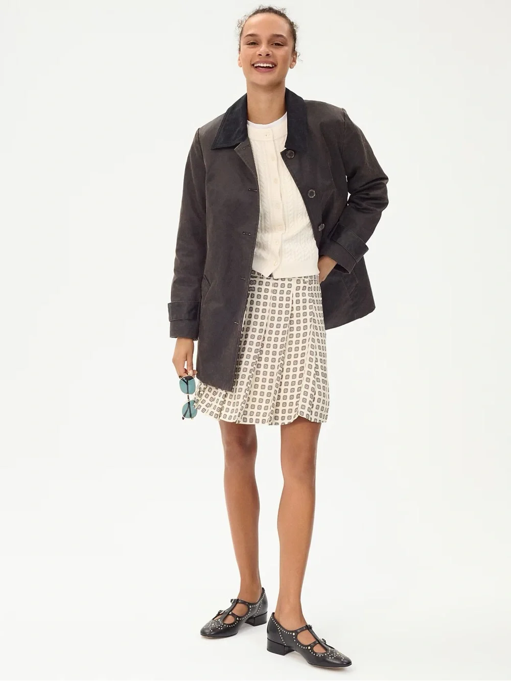 J CREW Coated Barn Jacket Washed Black Gray Combo Size XL $278 CN058